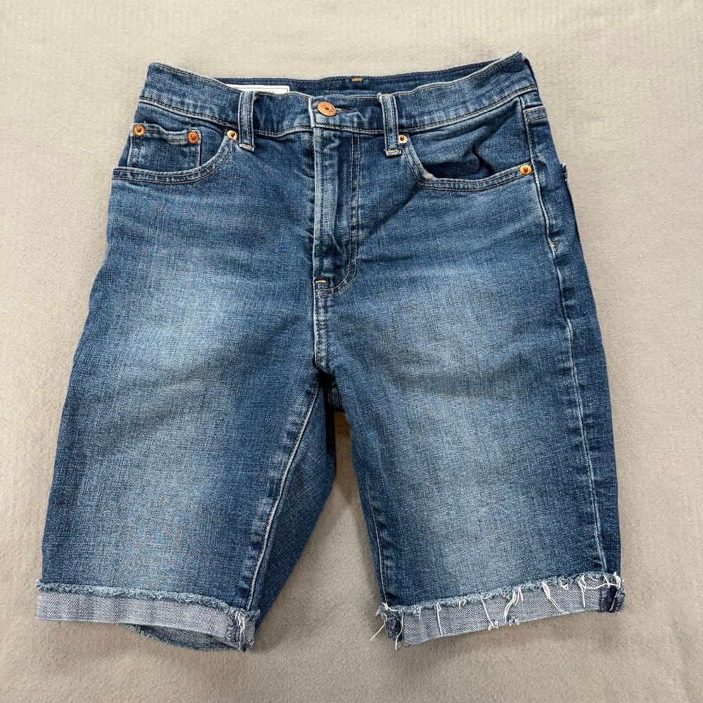Gap Bermuda Shorts Womens 25/0 Medium Indigo High Rise Denim Cut Off 570657-00